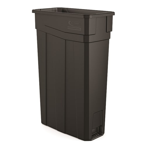 Suncast Commercial 23 Gallon Resin Slim Trash Can, Black